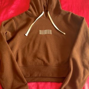 SELF CARE CLUB - BROWN CROP HOODIE